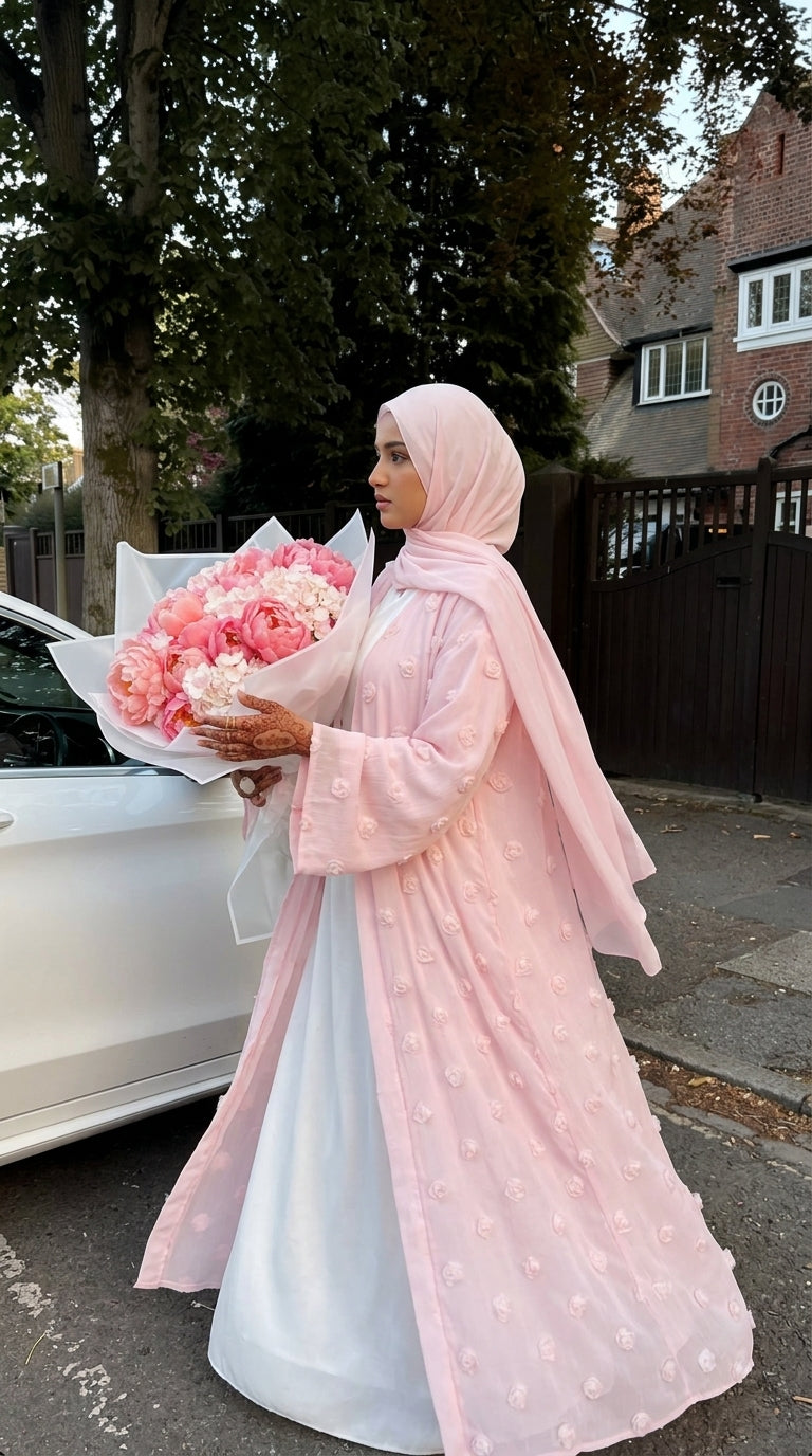 Abaya "brunch à 11h" - Rose