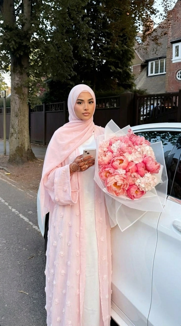 Abaya "brunch à 11h" - Rose