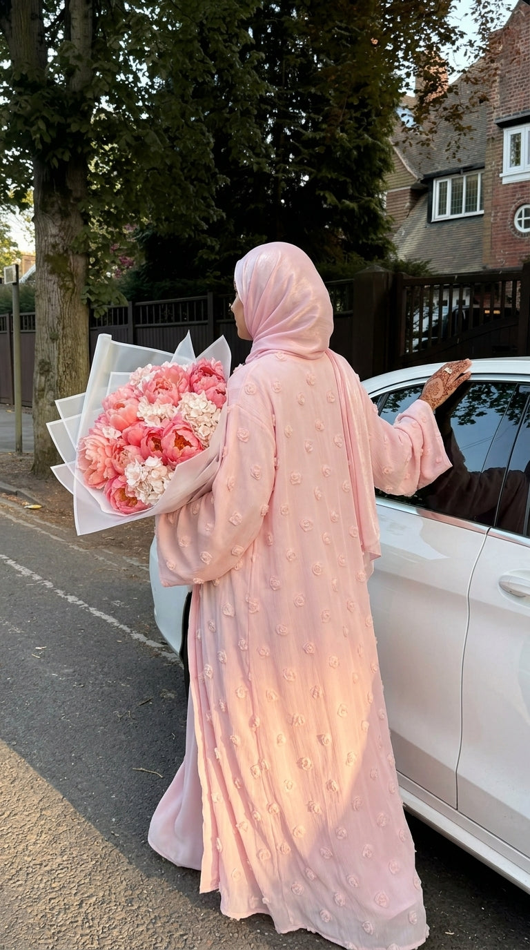 Abaya "brunch à 11h" - Rose