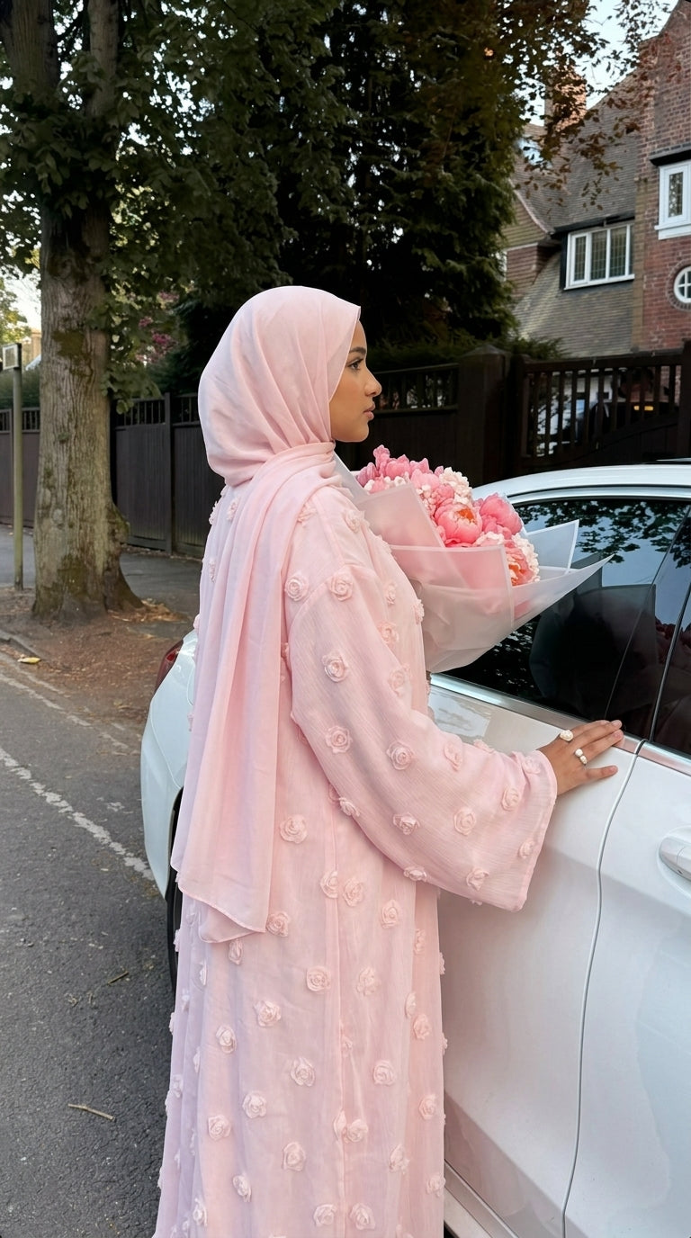 Abaya "brunch à 11h" - Rose